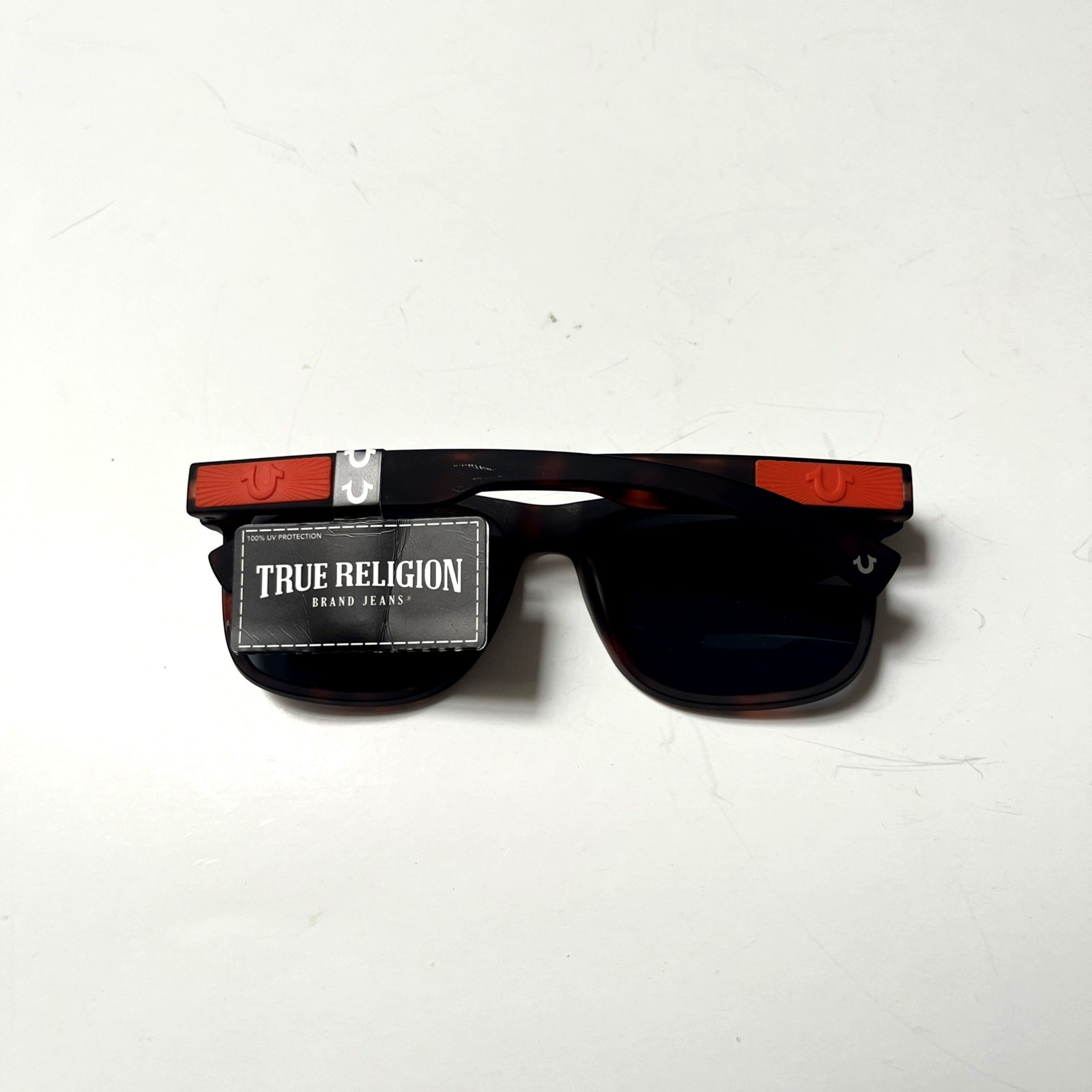 New TRUE RELIGION Classic Sunglasses Matte Tortoise Acetate Orange Logo