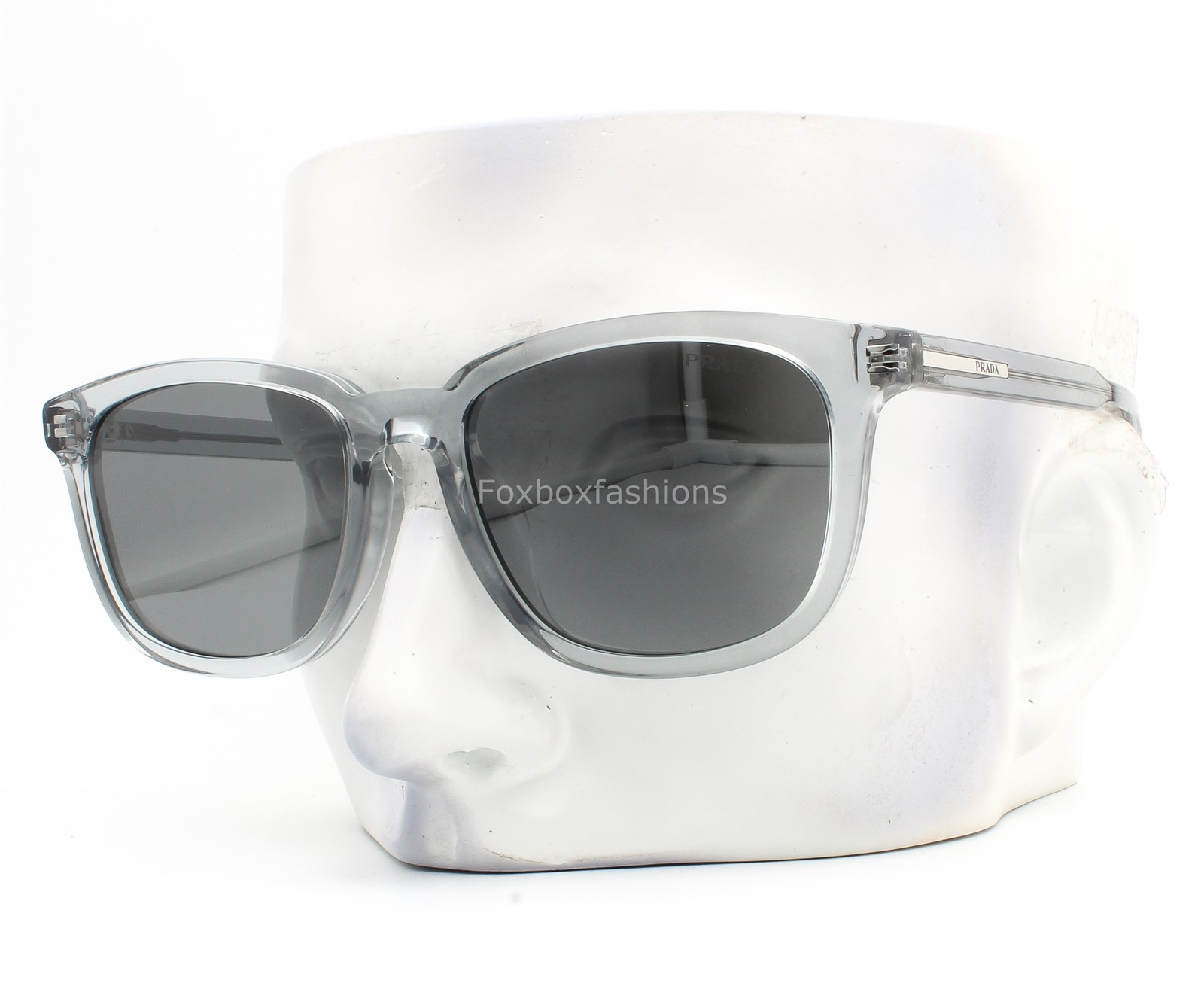 Prada Sunglasses SPR A21F 19T-175 Crystal Clear Blue Gray with Case