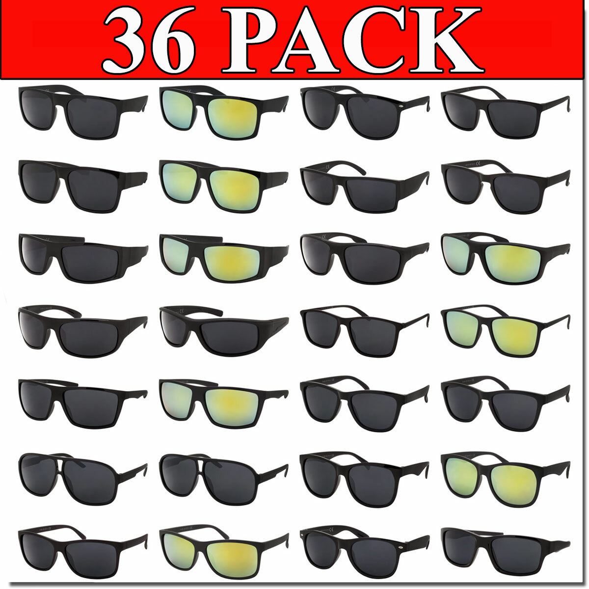 Bulk Sunglasses Wholesale SPORT Lot 36 PC Box Assorted Styles Men Women Styles