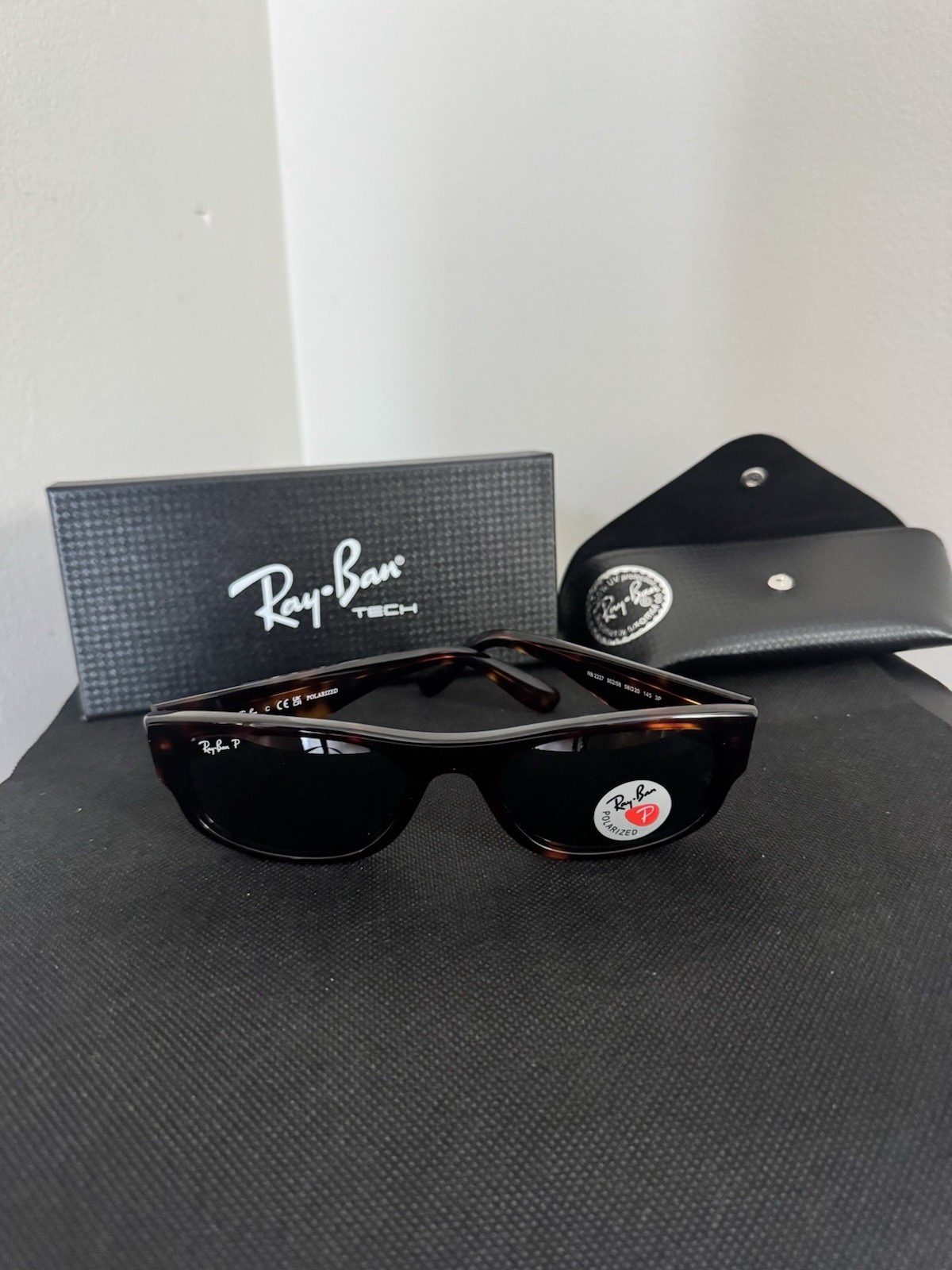 Ray-Ban RB8227 Men’s Rectangle Polarized Sunglasses Tortoise Brown Green