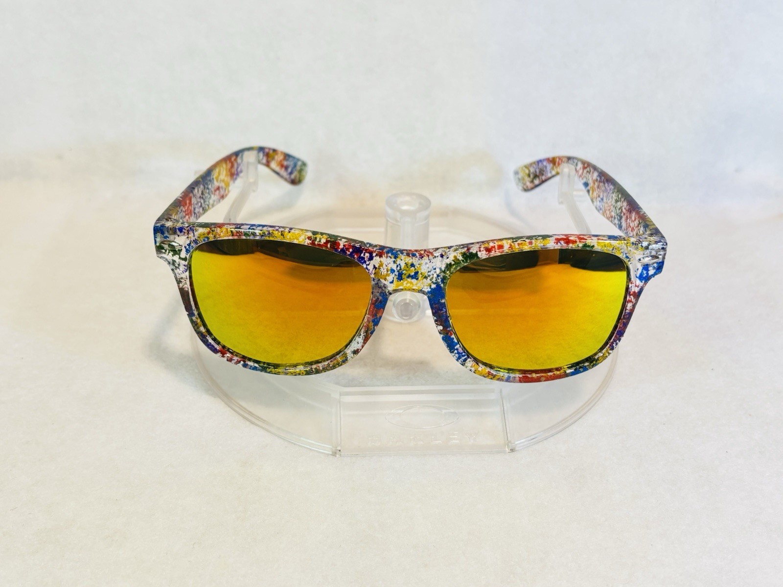 Custom PixelVivid Rainbow Metallic Marble Sunglasses with Gold Mirror Lenses