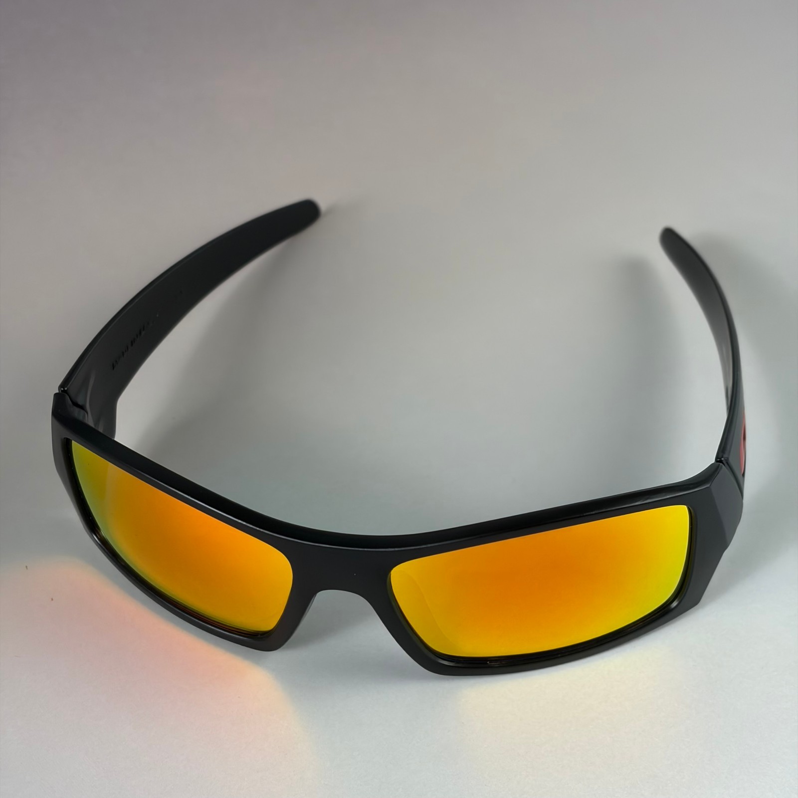 New Oakley Gascan Black Frame Ruby Fire Iridium Sunglasses With Case Box