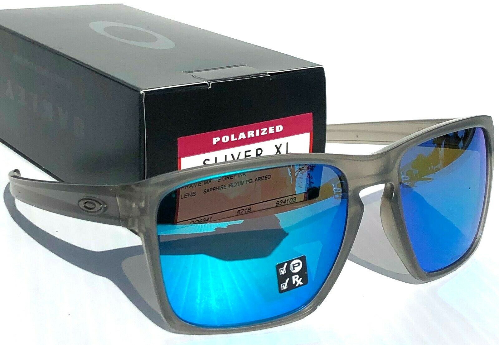 NEW* Oakley SLIVER XL Matte Grey Ink POLARIZED Sapphire Iridium Sunglass 9341-03