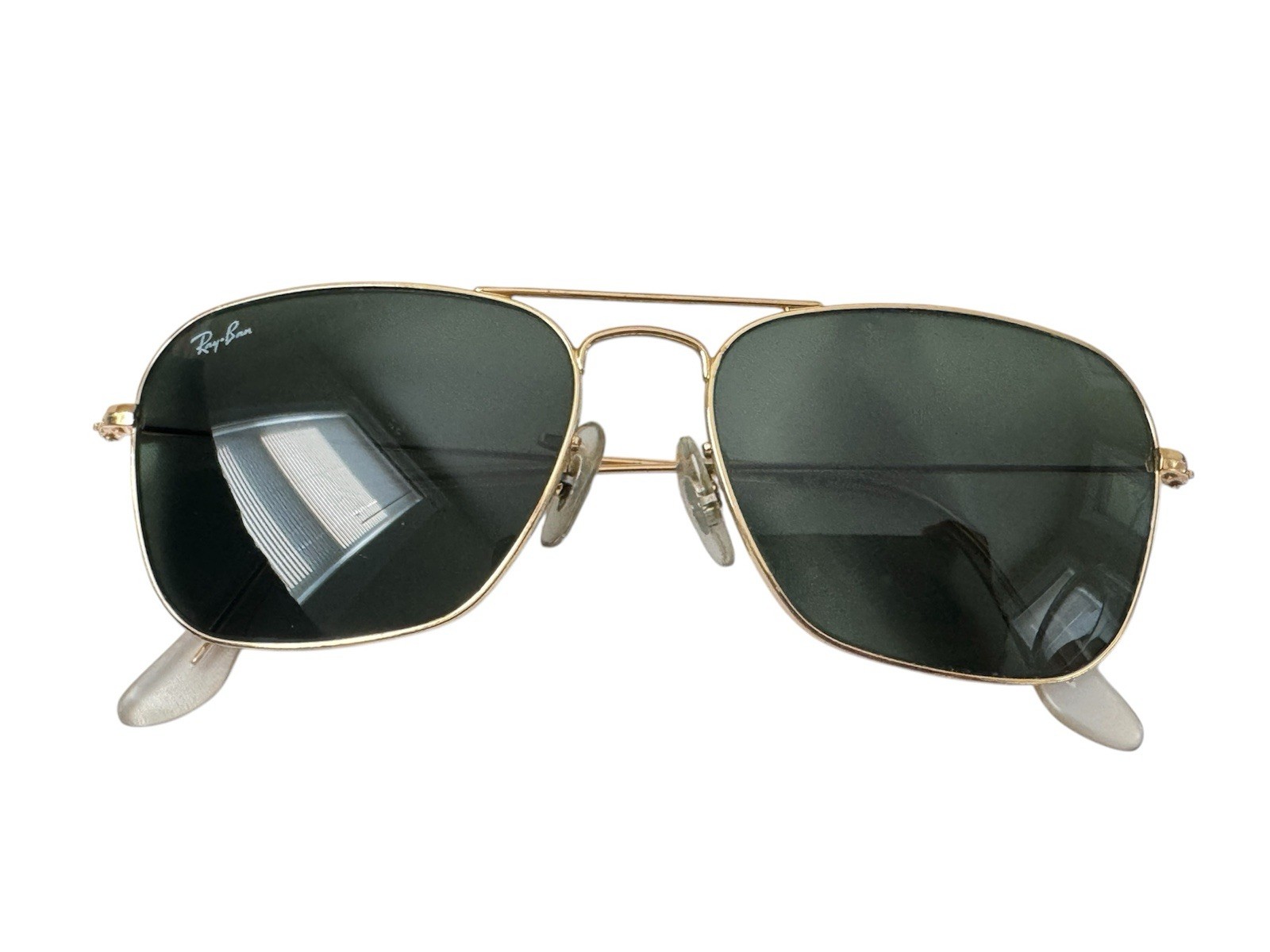 Ray-Ban Caravan Gold/Green Non-Polarized Square Men’s Sunglasses – RB3136 001