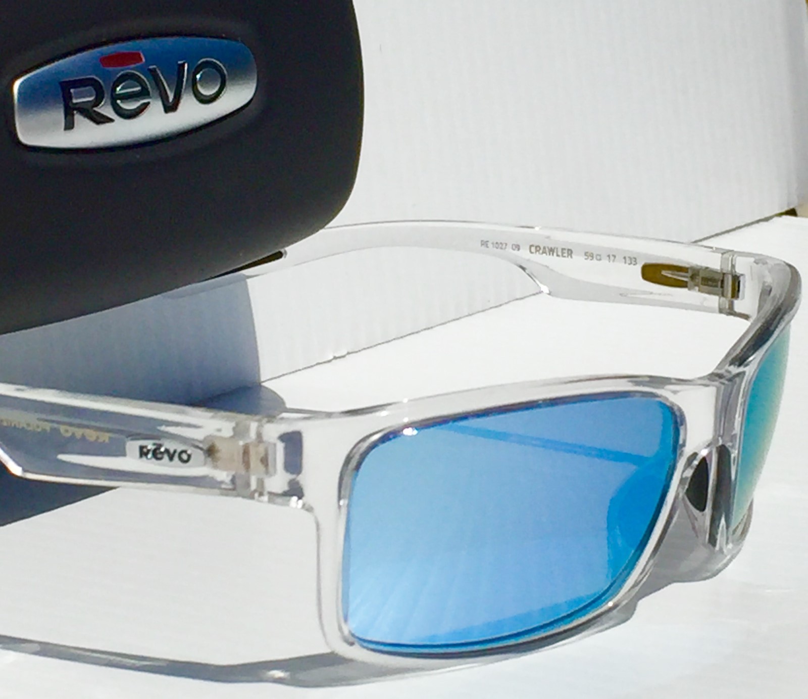 NEW* REVO CRAWLER CLEAR w Blue POLARIZED Lens Sunglass RE 1027 09 BL
