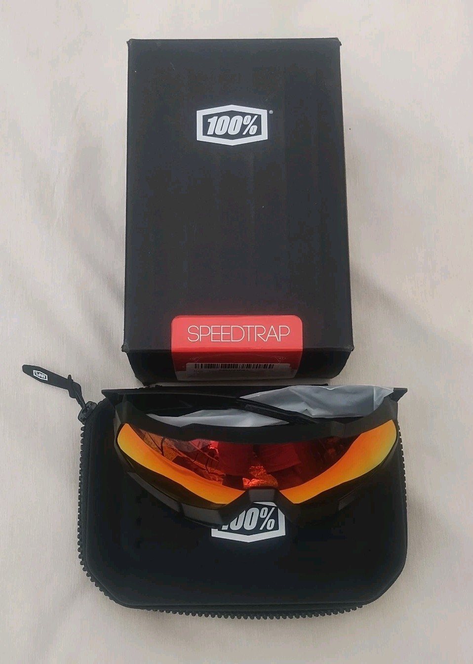 New 100% SPEEDTRAP Sunglasses | Soft Tact Black / HiPER Red ML Mirror Lens
