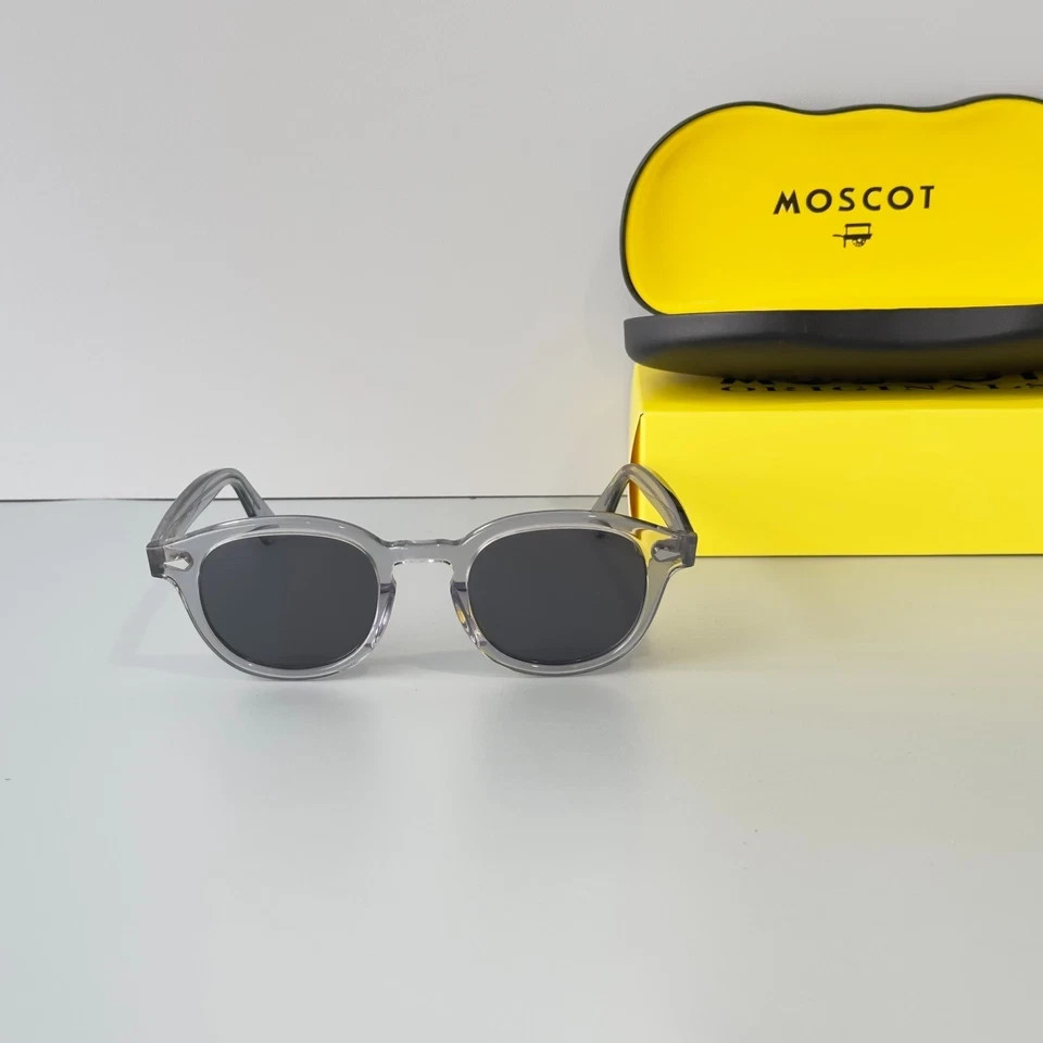 Moscot Lemtosh Crystal Grey Frame Dark Grey Lens Sunglasses Handmade Unisex