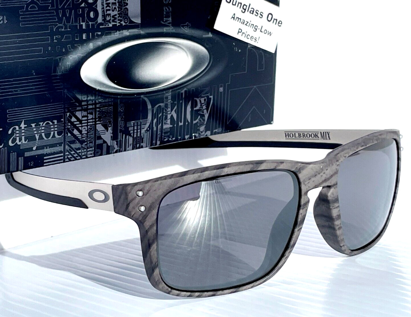 NEW Oakley HOLBROOK MIX Woodgrain w PRIZM BLACK Iridium Lens Sunglass 9384-04
