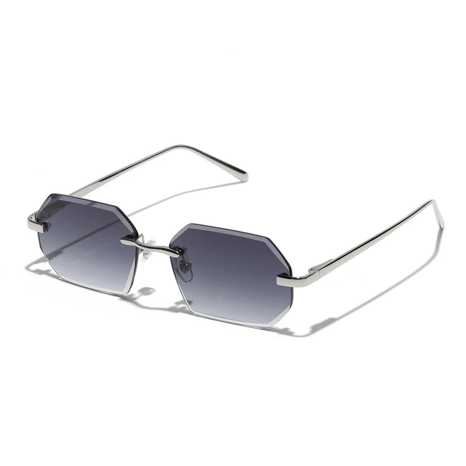 Rimless Sunglasses Diamond Cut Lens Unisex UV400 Metal Casual Wear Style
