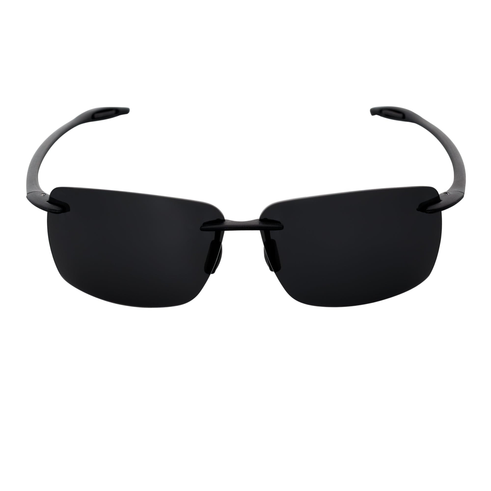 MAUI – Rimless TR90 Thin Sports Wrap Sunglasses Matte Black Smoke Polarized