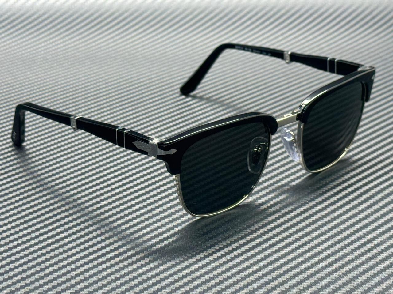PERSOL PO3375S 95 58 Black Green Polarized Unisex 50 mm Folding Sunglasses