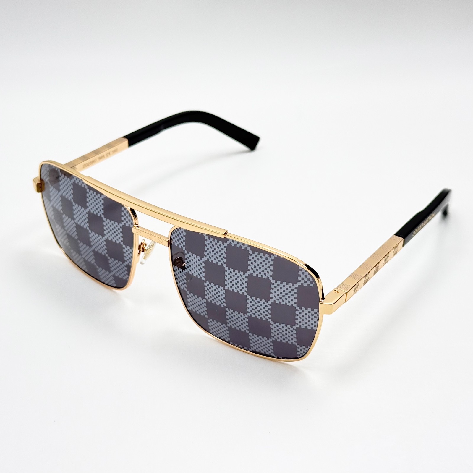 Louis Vuitton Z0259U Gold Navigator Sunglasses Gray Damier Check Lens Italy