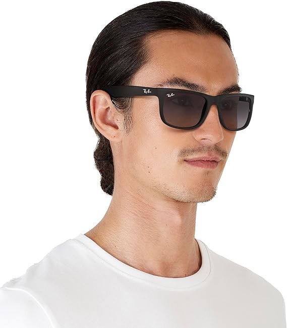 Ray-Ban RB4165 601/8G 51 Justin Matte Rubber Black Dark Grey Gradient Sunglasses