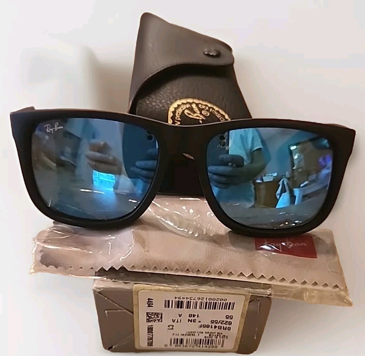 🔥 NEW Ray-Ban Sunglasses RB4165F JUSTIN 622/55 Black blue Man Unisex AUTHENTIC