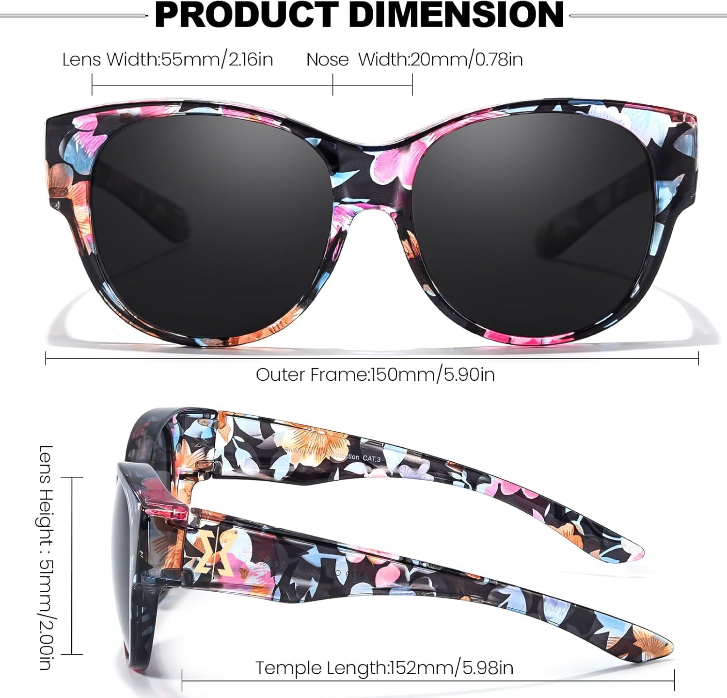 ® Fit over Sunglasses for Women Polarized UV400 Protection Oversized Shades to W