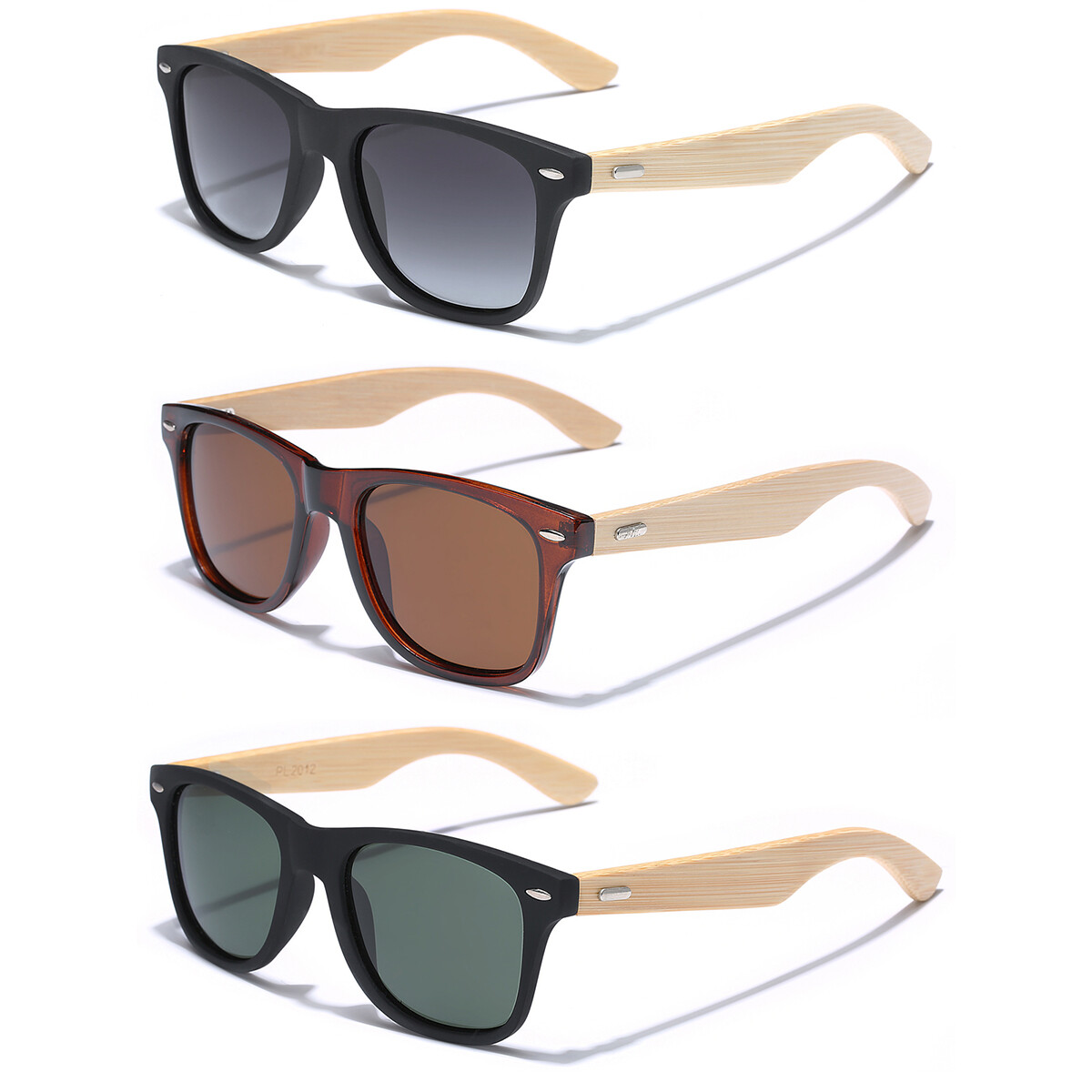 POLARIZED BAMBOO WOODEN SUNGLASSES Men Women Retro Iconic Horn Rimmed Frame Wood