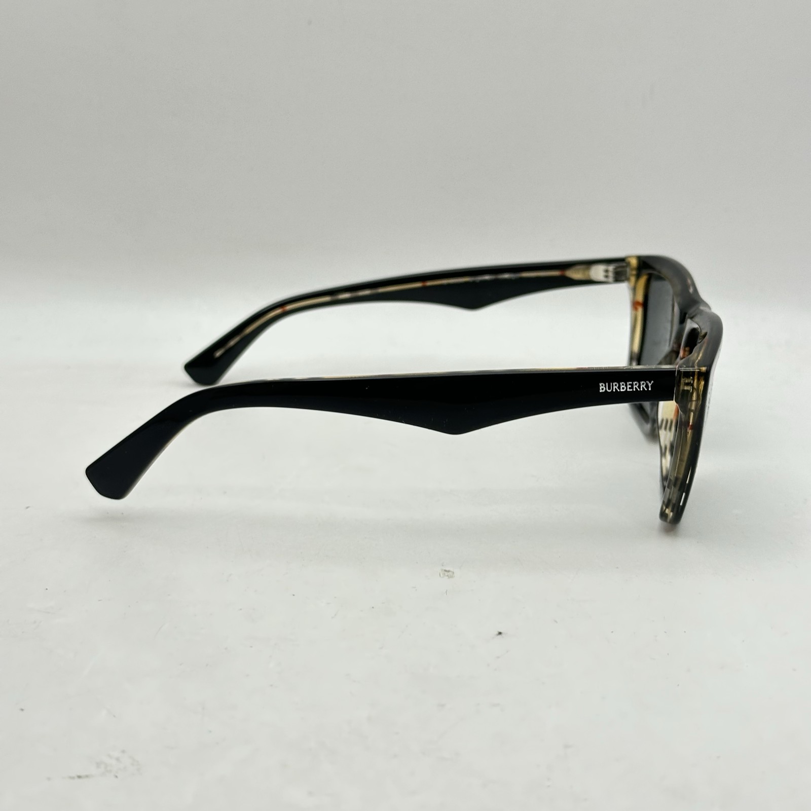 Burberry Mens Square Thick Acetate Full Rim Sunglasses BE4434 Black On Check