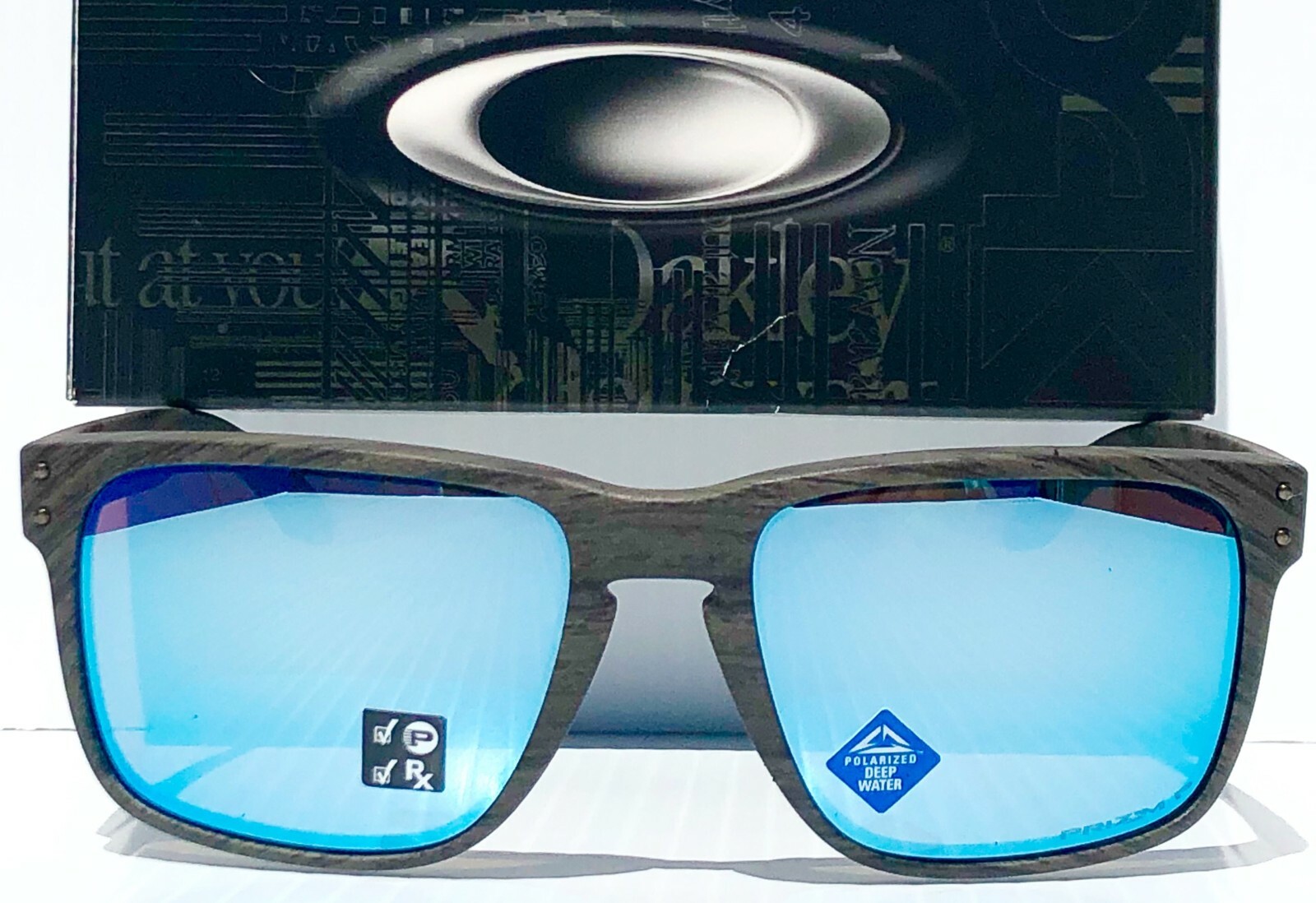 NEW Oakley HOLBROOK XL Woodgrain Polarized Deep Water PRIZM H2O Sunglass 9417-19