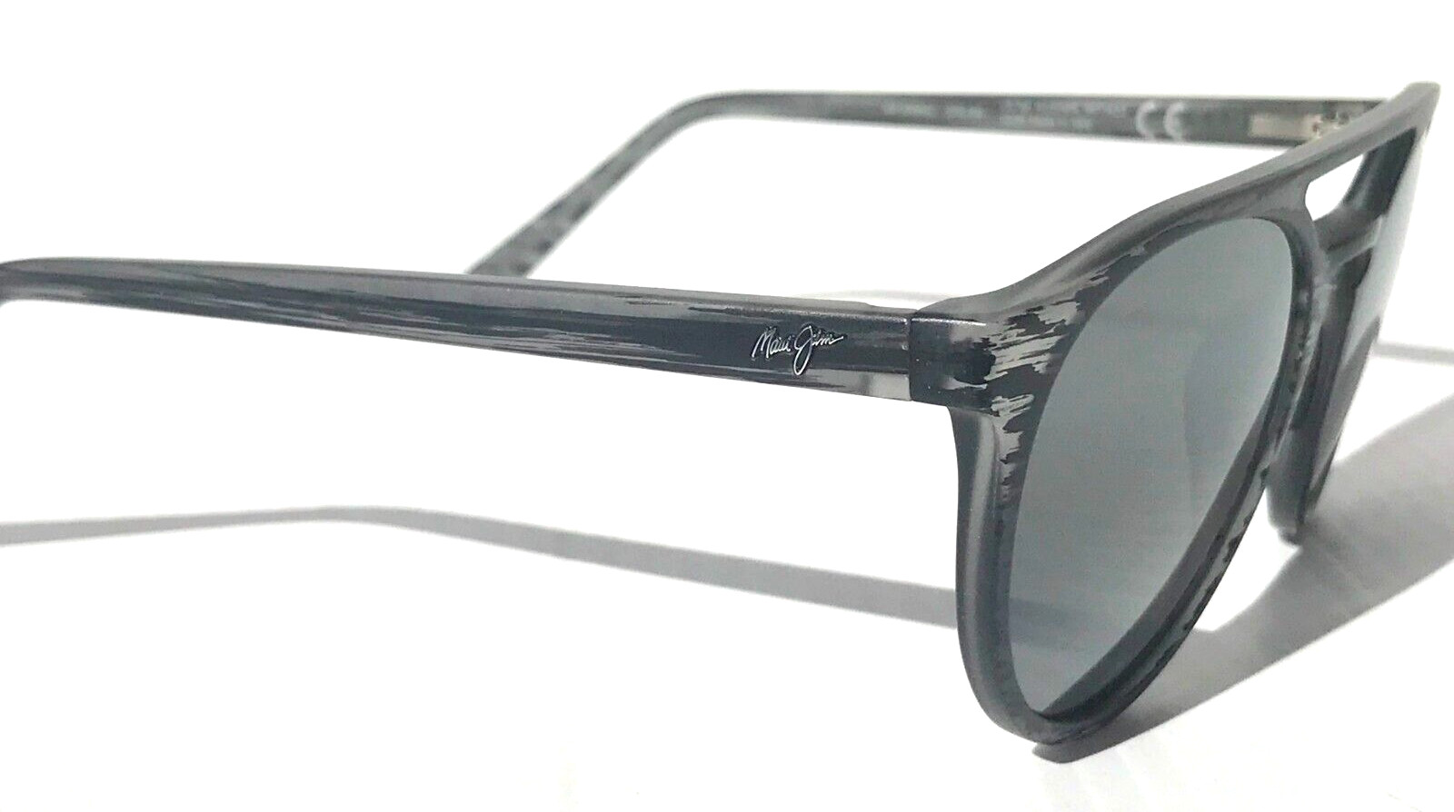 UK Maui Jim AH DANG Matte Grey Woodgrain POLARIZED Grey GLASS Sunglass 781-11M