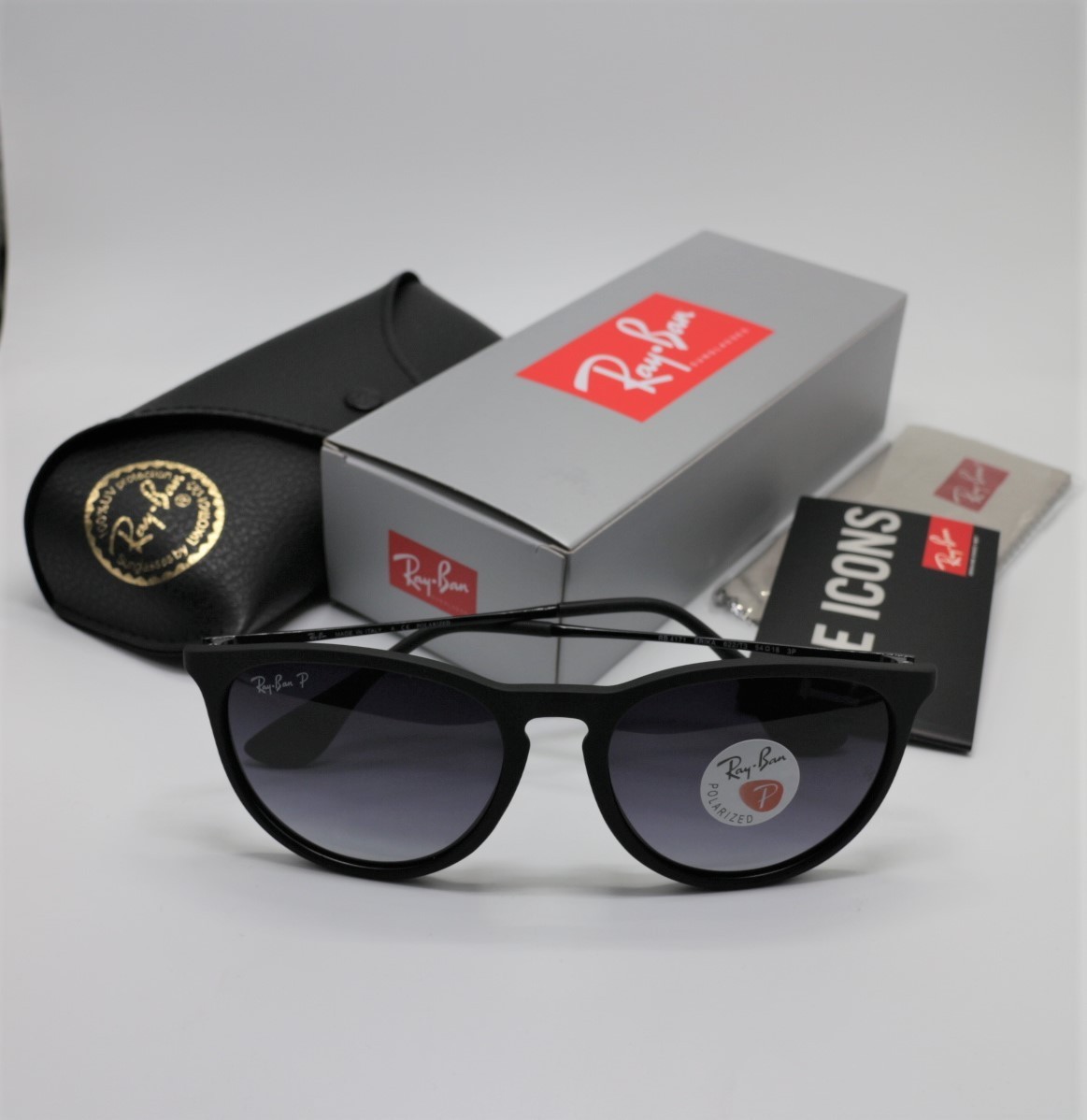 Ray-Ban Erika RB4171 622/T3 Polarized Gradient Lens Rubber Matte Black 54mm