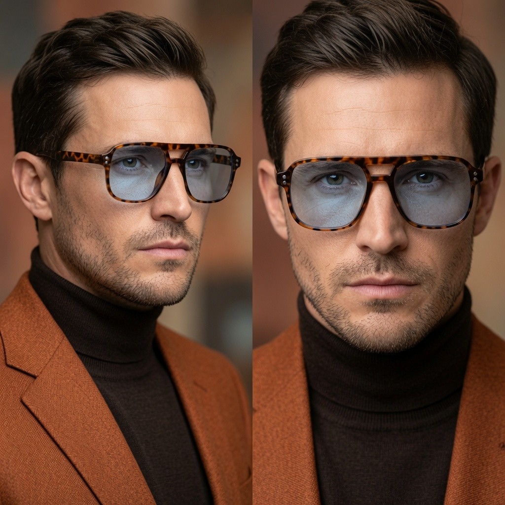 Sunglasses Oceanic Blue Lens Men Shades Elegant Retro Stylish Fashion Hip Hop