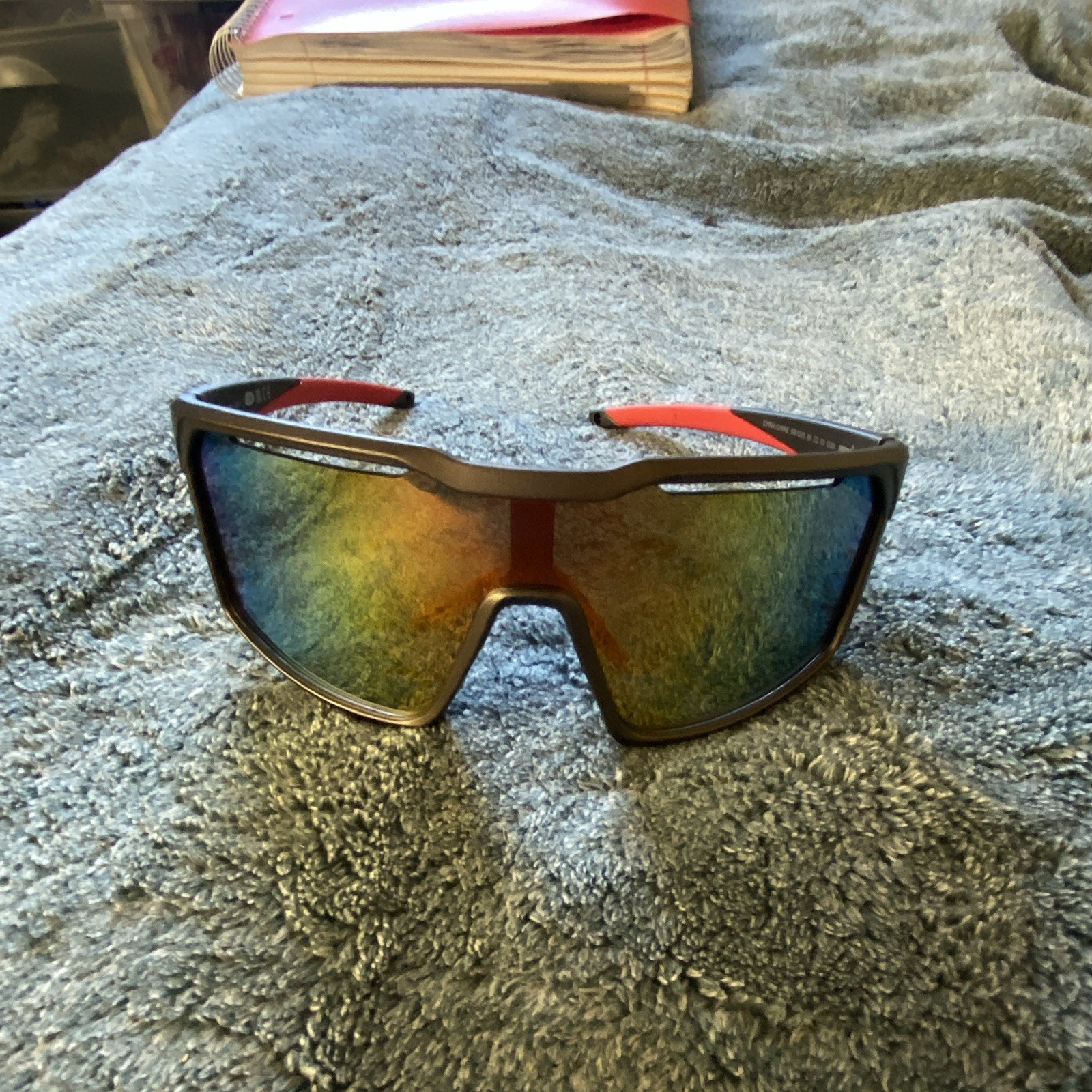 Ironman Men’s Lightweight Wrap Mirrored Sunglasses Black Frame Multicolor