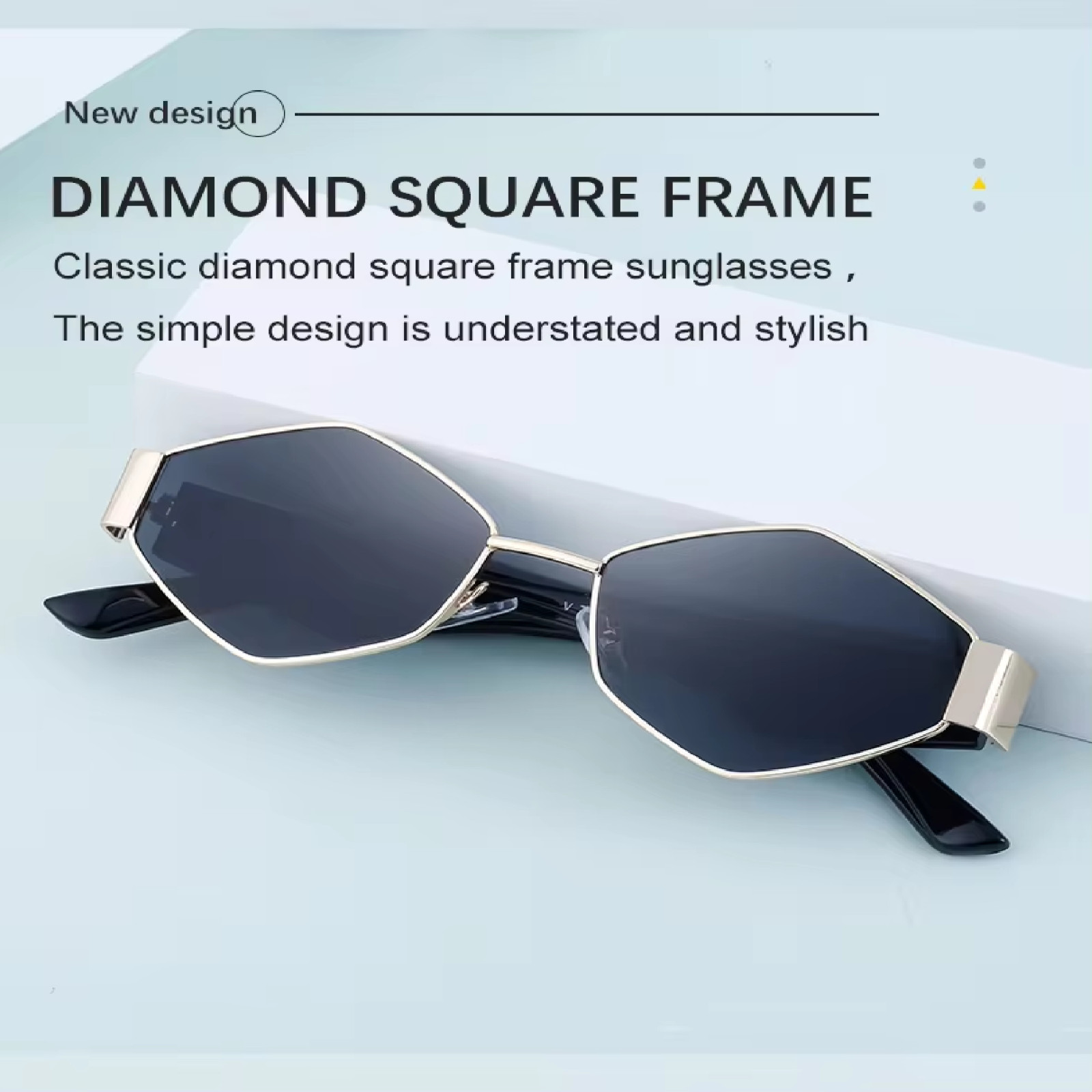 Sunglasses Unisex Polarized UV400 Lenses Vintage Style Metal Frame Diamond Shape