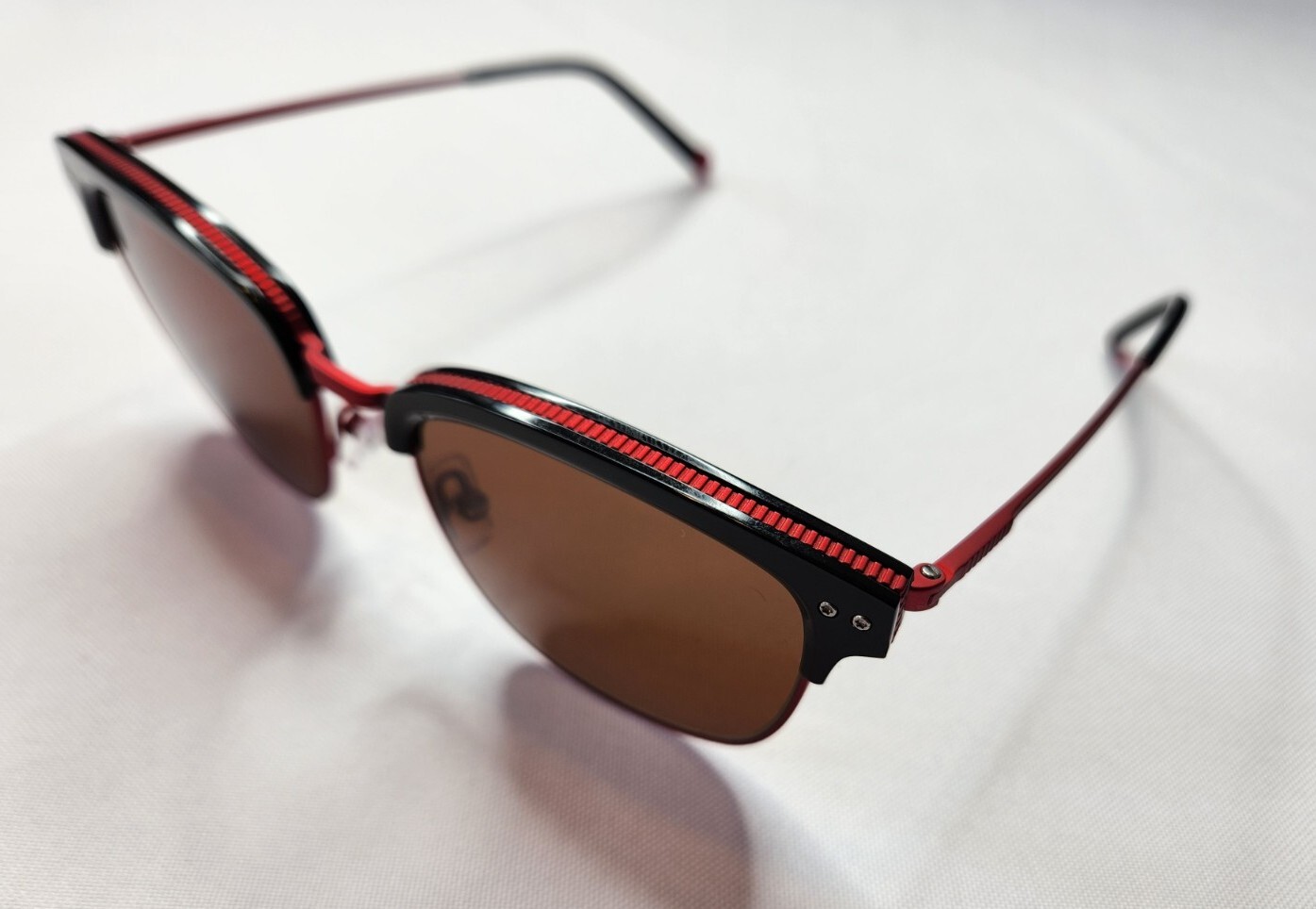 MOREL FRANCE PARKER NR19 METAL BLACK/RED SUNGLASSES w POLARIZED LENS