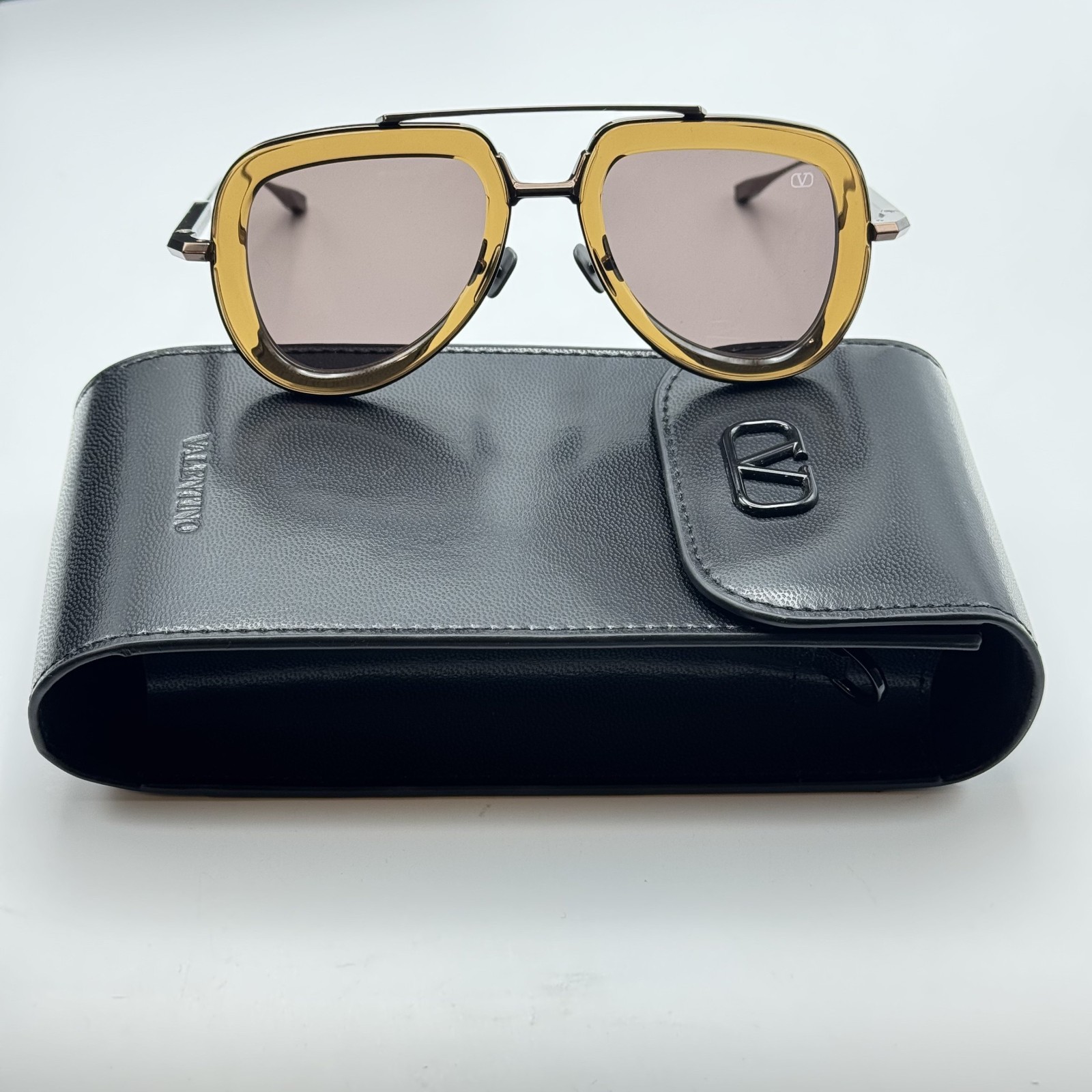 Valentino Sunglasses V-LSTORY-VLS-129D Brown Aviator Frame Brown Lens 50mm NEW