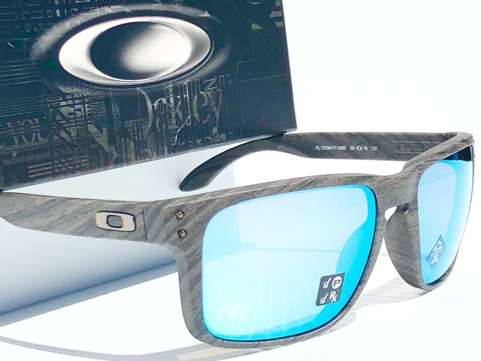 NEW Oakley HOLBROOK XL Woodgrain Polarized Deep Water PRIZM H2O Sunglass 9417-19