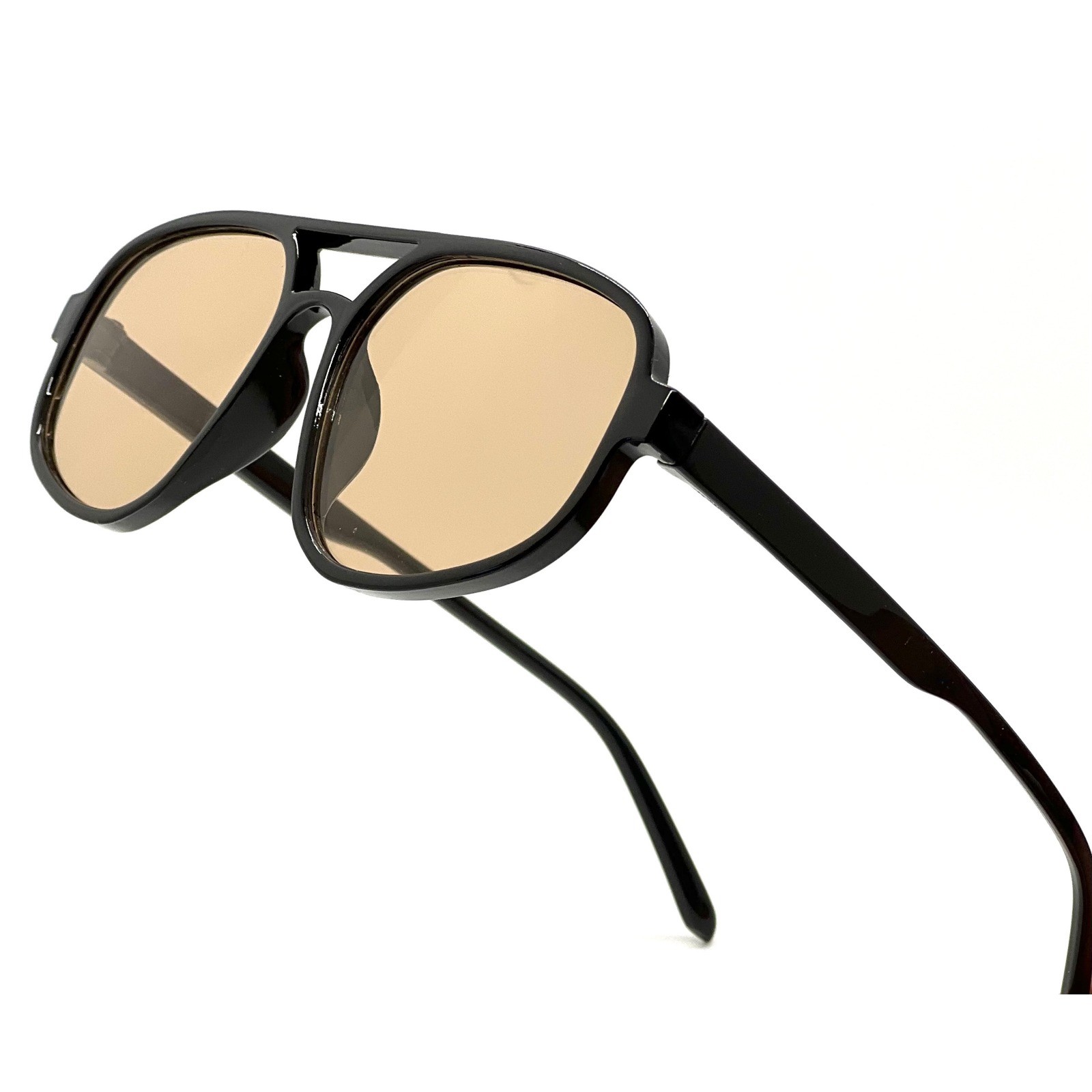 Men’s Sunglasses Designer Hip Hop Black Frame Champagne Lens Classic Pilot Style