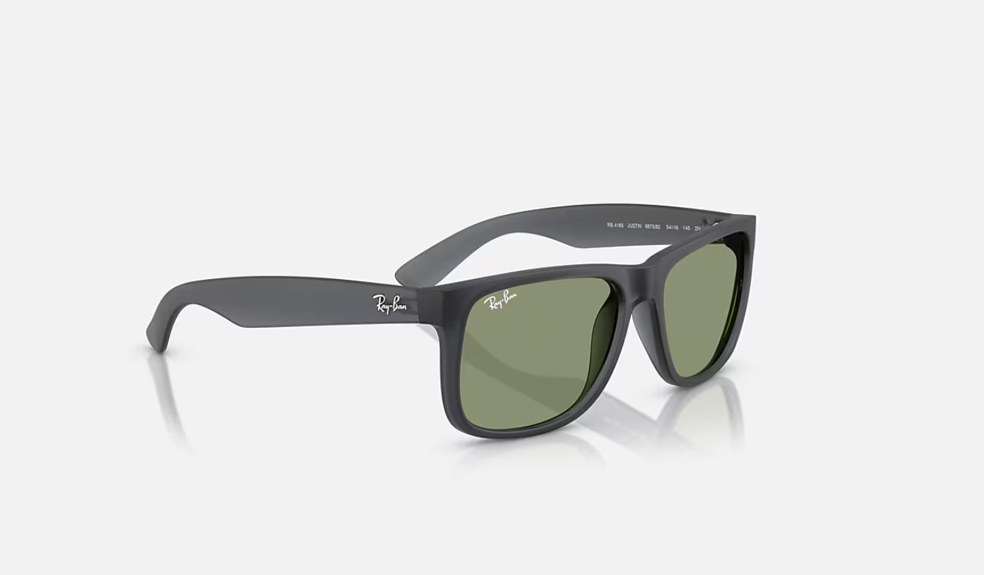Ray-Ban Justin Classic Matte Opal Grey/Green 54mm Sunglasses RB4165 687382 54-16