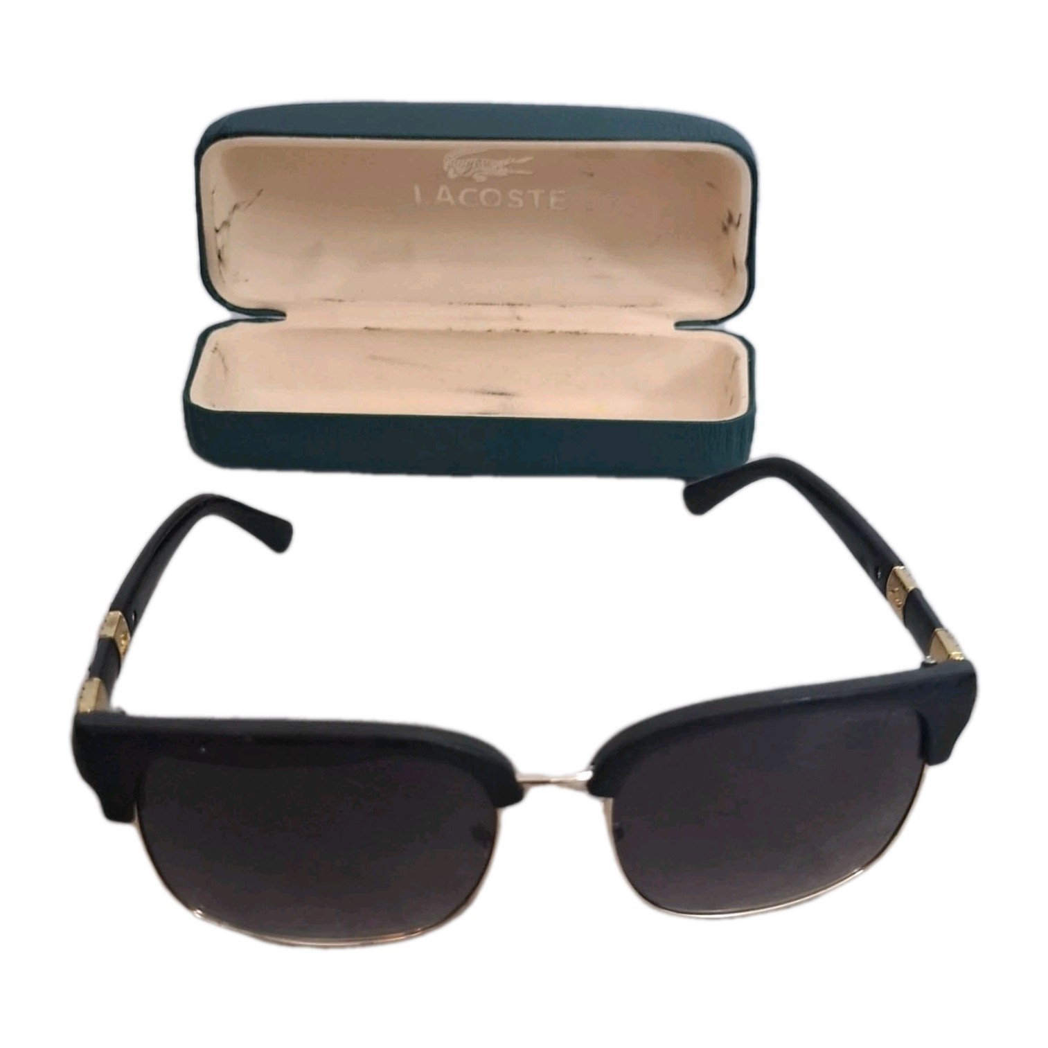 Lacoste Sunglasses Black Gold Frame With Case Repair Needed Authentic