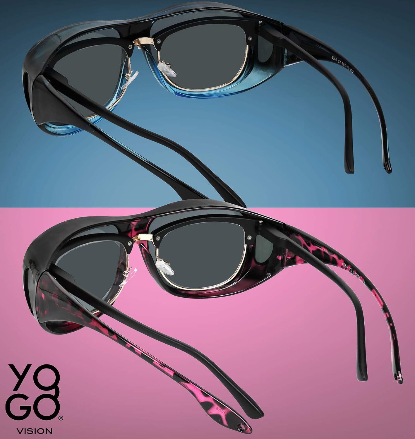 Yogo Black Blue Frame and Smoke Lens, Burgundy Havana Lens
