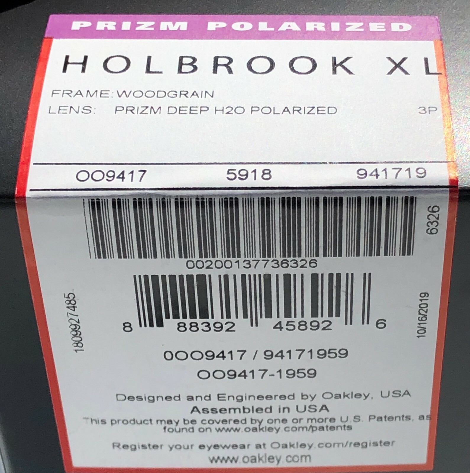 NEW Oakley HOLBROOK XL Woodgrain Polarized Deep Water PRIZM H2O Sunglass 9417-19