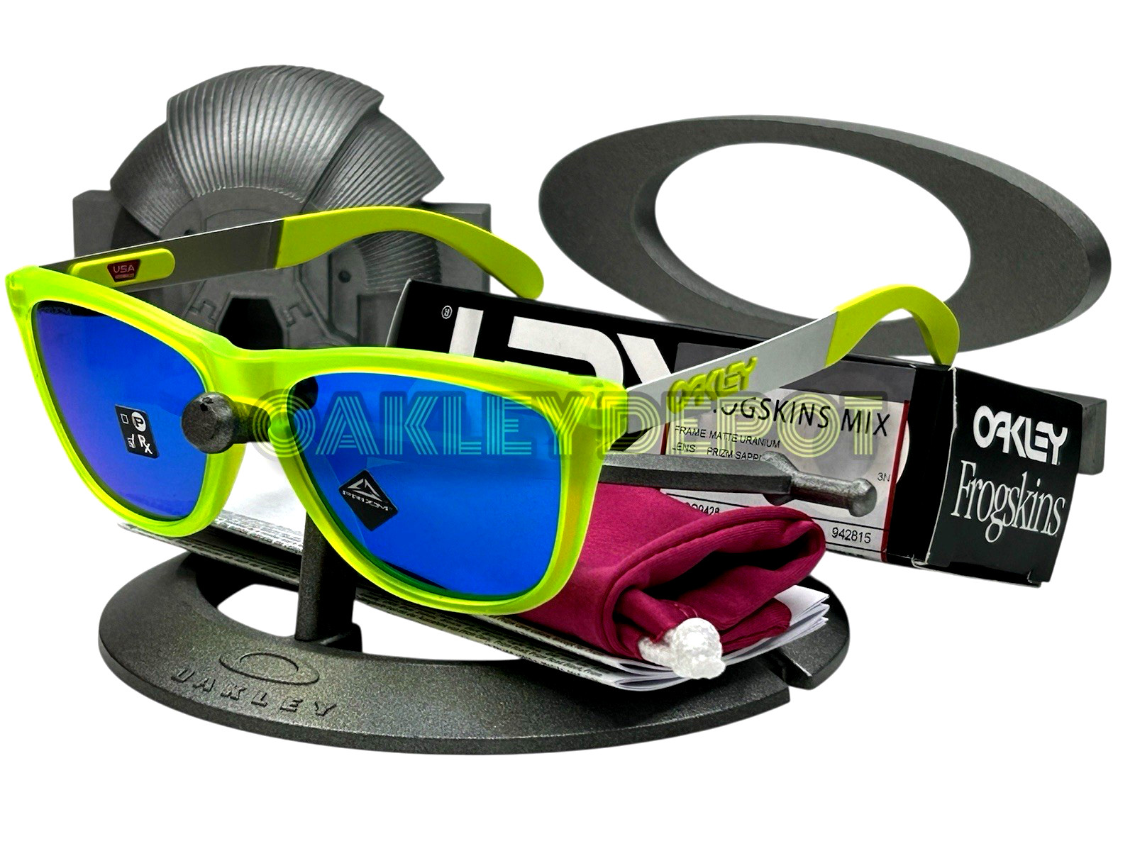 ✅🕶️ OAKLEY FROGSKINS MIX 009428 MATTE URANIUM/PRIZM SAPPHIRE SUNGLASSES (176)