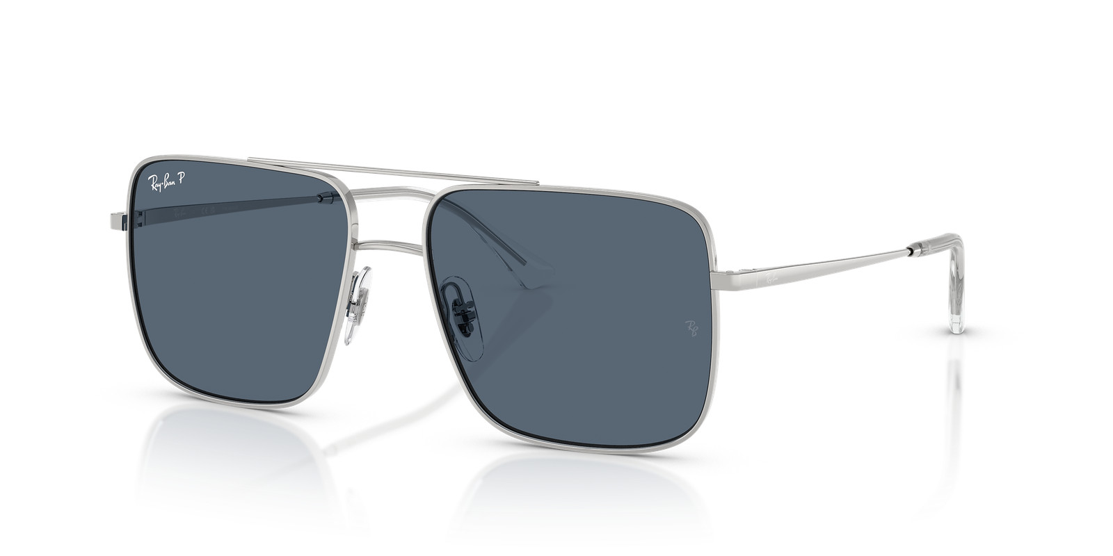 Ray-Ban Ari Bio-Based Silver/Blue Polarized 54 mm Sunglasses RB3758 003/2V 54-16