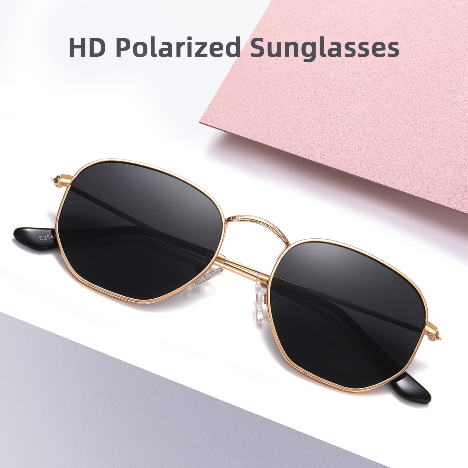 MEETSUN Polarized Hexagon Sunglasses for Women Standard, Gold Frame-gray Lens