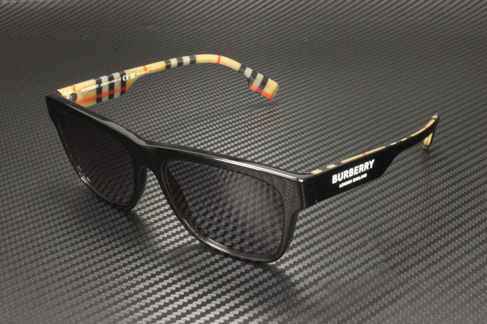 BURBERRY BE4293 377381 Black Grey Polarized Lens Unisex Sunglasses 56mm