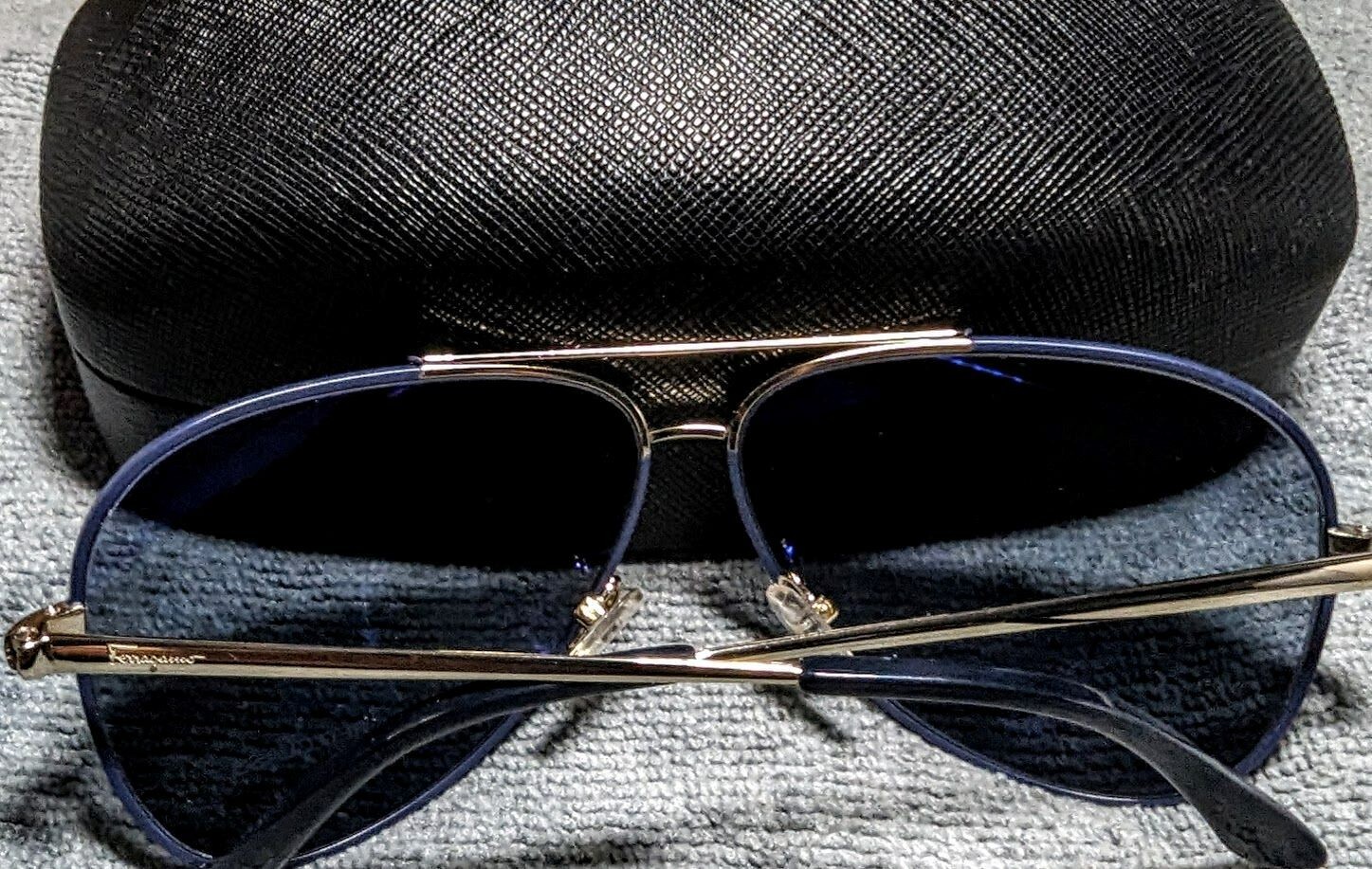 Salvatore Ferragamo SF131SG Aviator Sunglasses Italian– Gold & Blue (Unisex) New