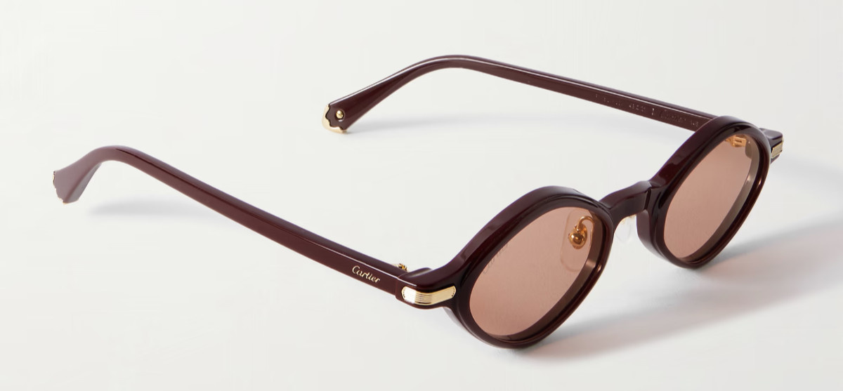 Cartier CT0540S Premiere de Cartier Geometric Sunglasses Burgundy-Gold/Pink lens