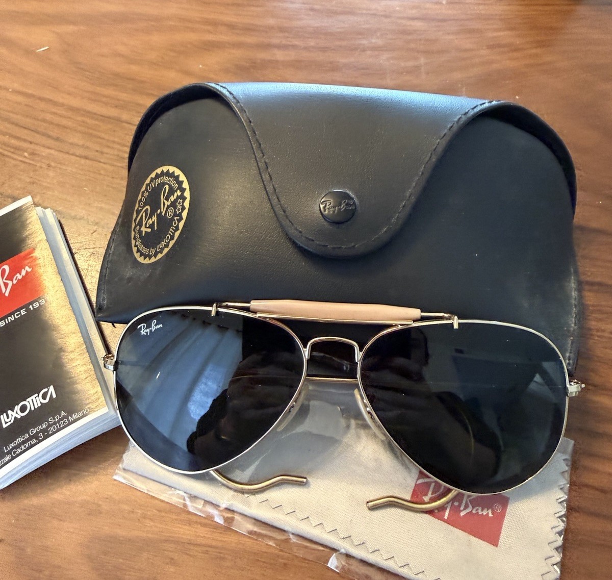 Ray-Ban RB3030 Outdoorsman L0216 Gold Aviator Sunglasses 58-14 Made Italy