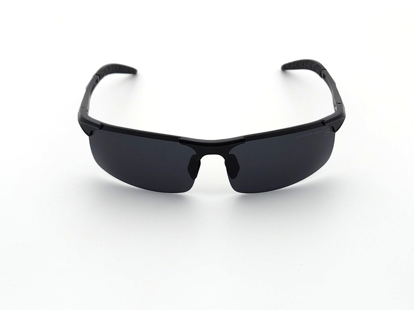 Polarized Mercedes Benz Flex Arm Metal Sports Rimless Sunglasses Black Smoke MB1