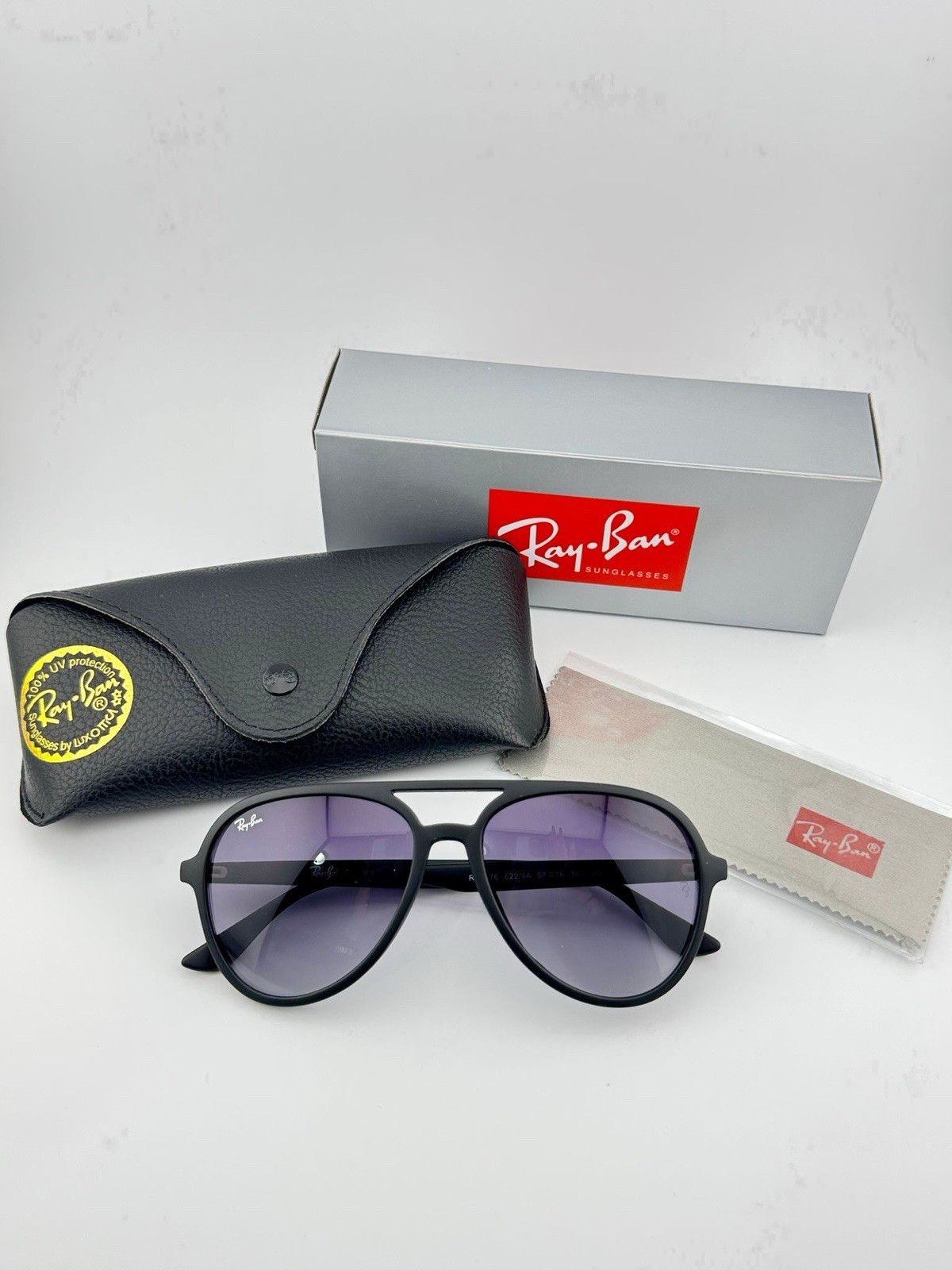 Ray-Ban Cats 5000 RB4125 59mm Aviator Unisex Sunglasses – Black Frame Green Lens