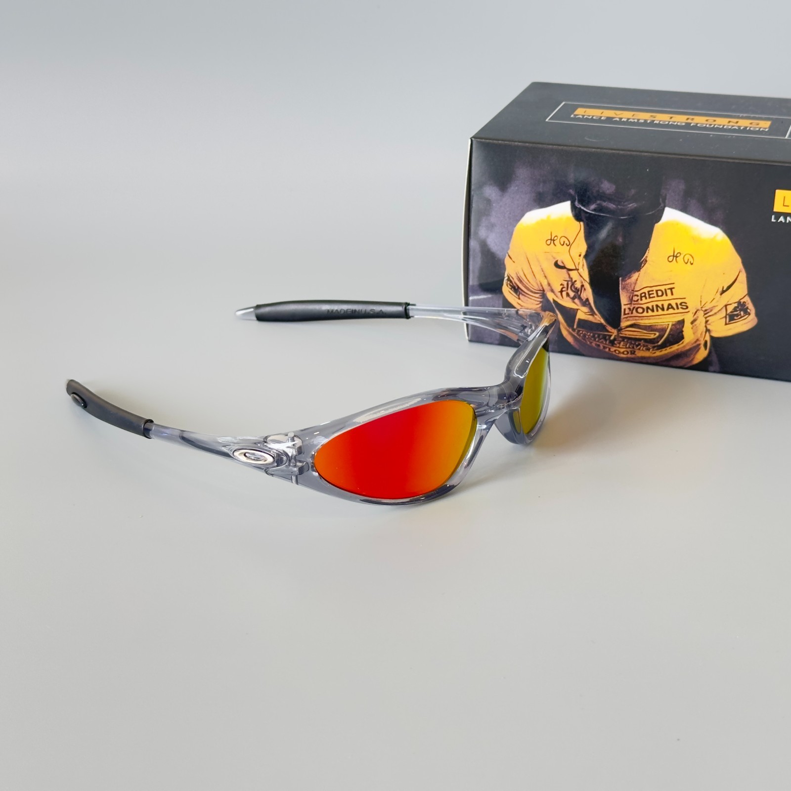 Oakley Minute 1.0 Crystal Gray Fire Iridium Vintage Sunglasses USA w/ Box