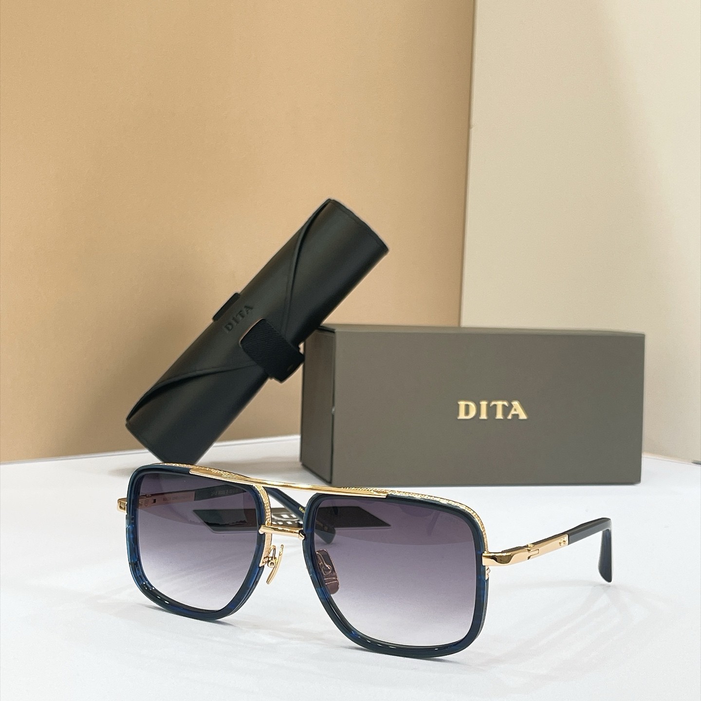 DITA DRX‑2030 Sunglasses Blue‑Tortoise Gold Frame Purple Gradient Lens 59‑15‑127