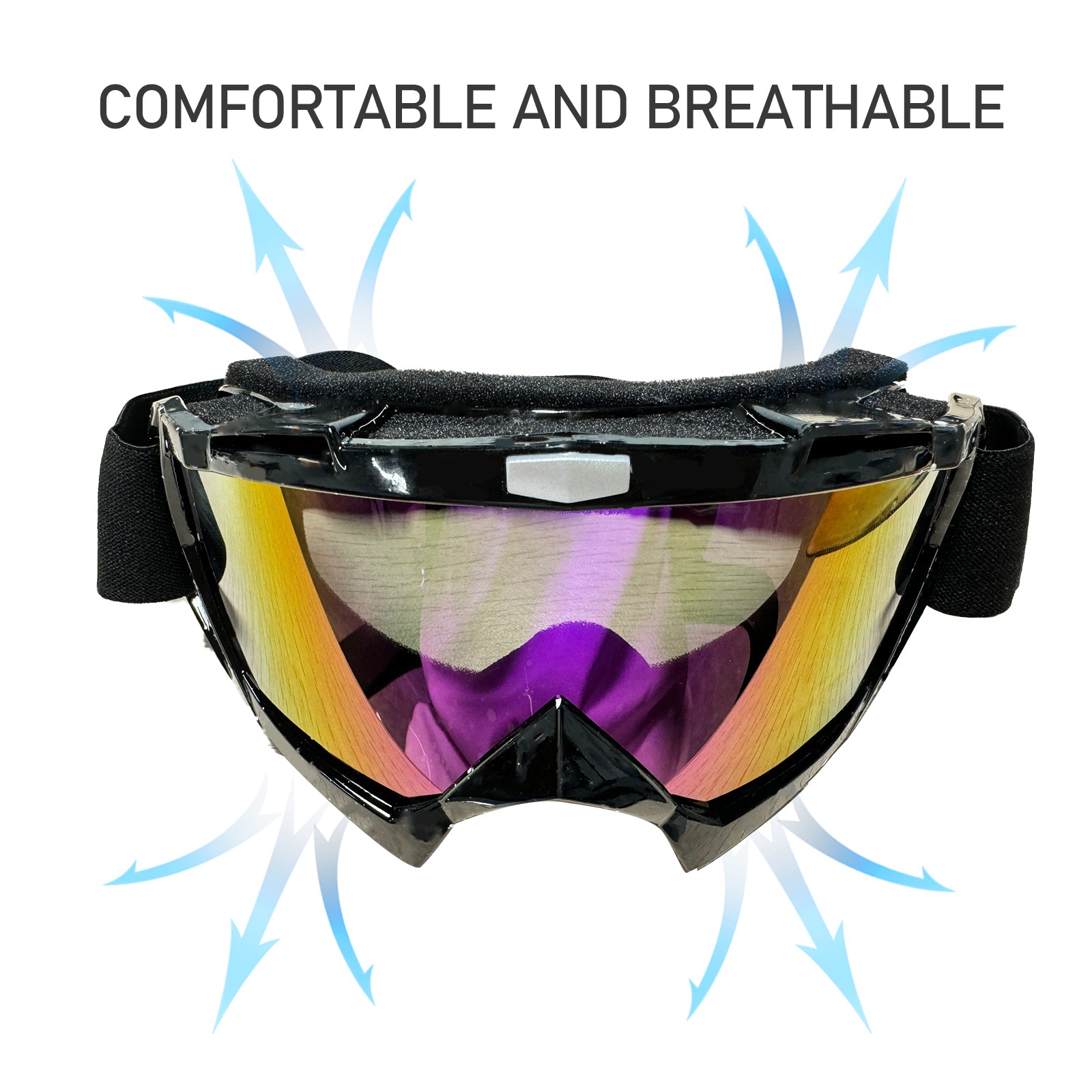 Motorcycle OTG Goggles Fit Over Glasses Padded Windproof Riding Adjustable Strap