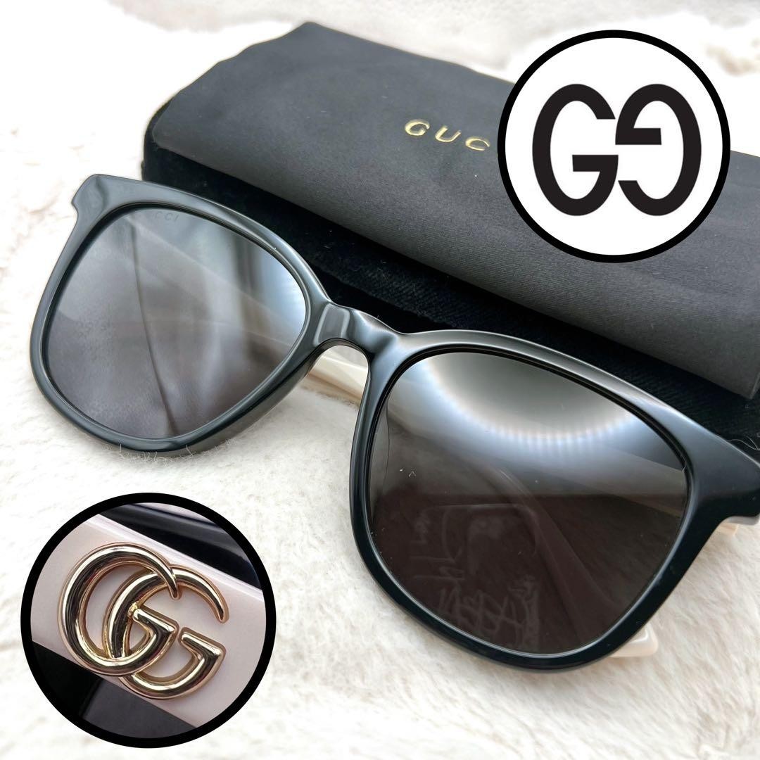 Excellent GUCCI GG1001SK Sunglasses Glasses Black × Ivory