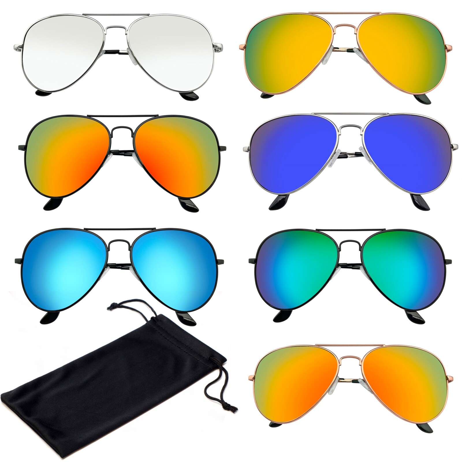 SUNGLASSES AVIATOR Replacement Pair Mens Womens Mirrored Mirror Retro Sunglasses