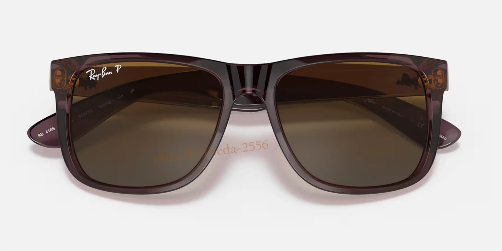 Ray-Ban Justin RB4165 Sunglasses Transparent Dark Brown Polarized Gradient 54MM